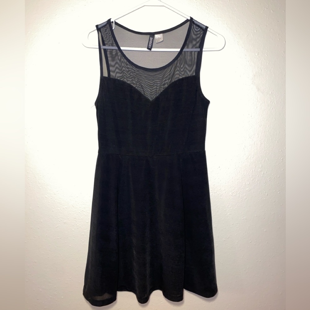 H&M Black Mesh A-Line Dress Small